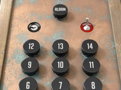 Vintage Elevator Control Panel 3D model