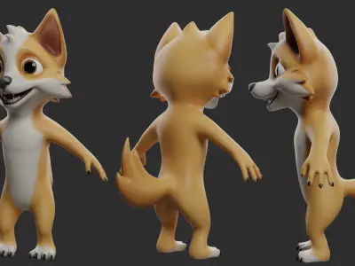 Cartoon Dog  - Topology + UV Map