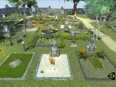 Cemetery Package Low-poly 3D model