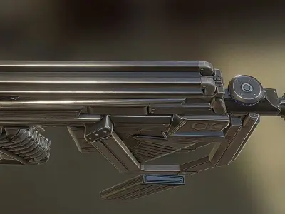 Sci-fi submachine gun Low-poly 3D model