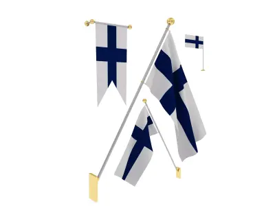 Flags of Finland 3D model