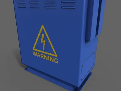 PBR Electric Box Blue V3 Low-poly 3D model