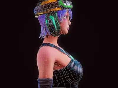 Girl 3D Model woman with hair and shorts Low-poly 3D model