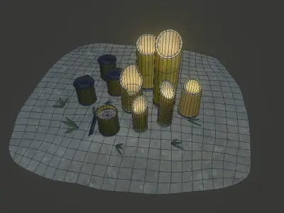 Japanese Bamboo Lanterns 3D model