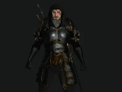 AAA 3D BEARDED MALE KNIGHT 2 -REALISTIC RIG GAME READY CHARACTER Low-poly 3D model