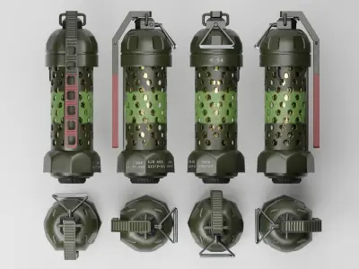 Scifi Futuristic Stun Grenade Game Ready Low-poly 3D model