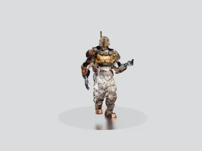 Burnt Steel Soldier Game Ready Rigged And Animated  Low-poly 3D model