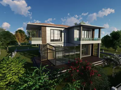 Exterior Facade Render of Summer Villa  3D model