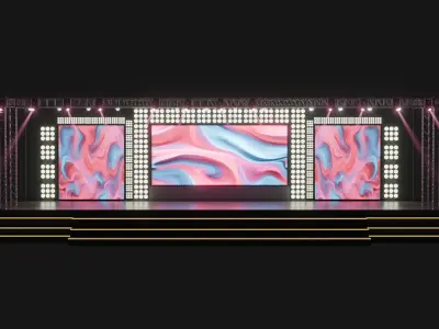 Entertainment Concert Event Stage 3D Model with Lights Setup 3D model