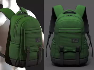 Backpack bag baggage pockets product  Low-poly 3D model