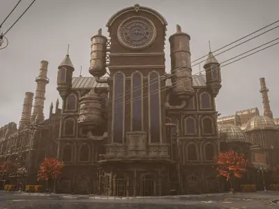 STEAMPUNK INDUSTRIAL BUILDING DEMO SCENE FILE WITH ALL THE ASSET Low-poly 3D model