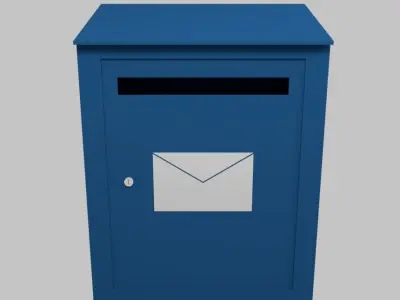 Blue Mailbox Low-poly 3D model