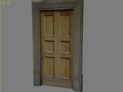 Door 8 Wooden with stone frame Low-poly 3D model