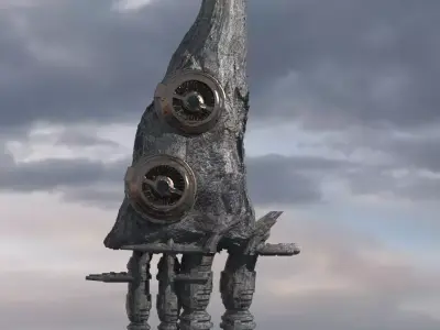 Alien asteroid gears 3D model