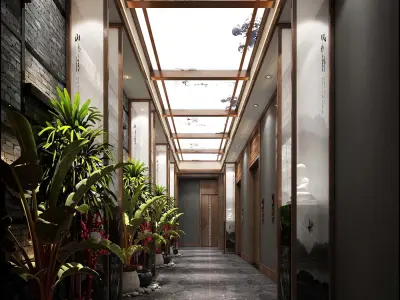 Complete Elevator Corridor Lobby Kit - Full Set of  3D Models Low-poly 3D model