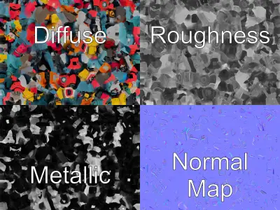 Brightly Colored Humanoid Military Robot model pack Low-poly 3D model