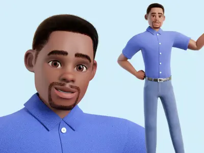 Cartoon Black Man Rigged Blender 3D model