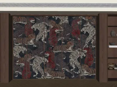 The picture shows a set of Chinese  style tea cabinets 3D model