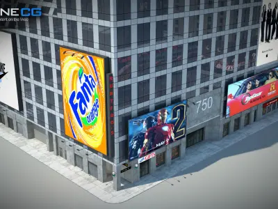 NYC Building 750 7th Avenue Low-poly 3D model