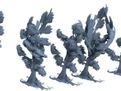 Norfolk stylised  windy tree collection 1 3D model