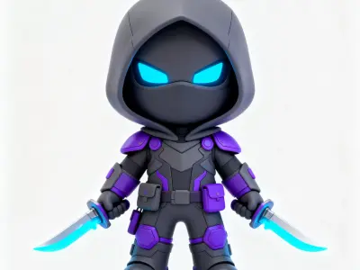 The Neon Shadow Stylized Stealth Assassin 3D Model Low-poly 3D model