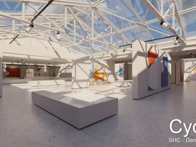 Modern Art Gallery and Photo Studio Day and Night Low-poly 3D model