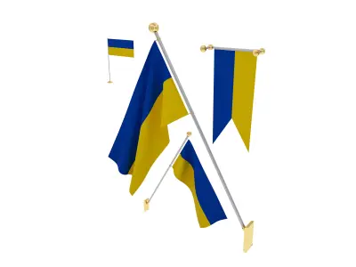 Flags of Ukrania 3D model