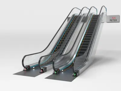 Escalator Adjustable and Rigged 3D model