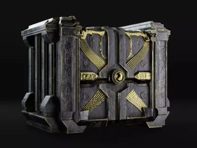 SCI-FI Dark Gold Chest PBR Low-poly 3D model