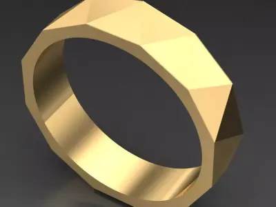 Light Gold Diamond Men Ring 2MR094 3D model