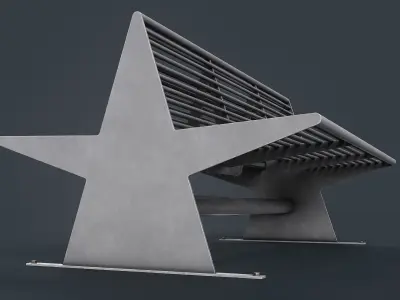 Metal Modern Bench 34 PBR Game Ready Low-poly 3D model