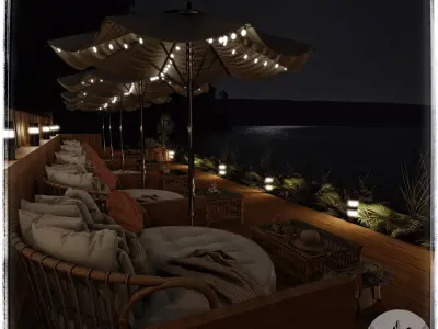 A Summer Place To Relax Blender Scene - NIGHT 3D model