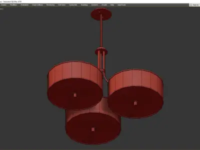 Gray Faux Silk 36 Wide Triple Shade Pendant Low-poly 3D model