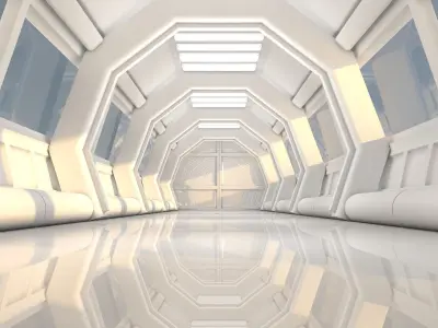 Sci Fi Corridor Low-poly 3D model 16