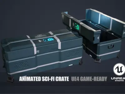Animated Scifi Crate Low-poly 3D model