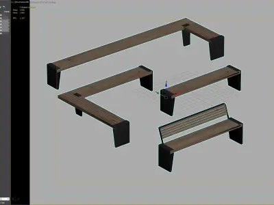 Modular Wood and Metal Bench Collection for Urban Areas 3D model