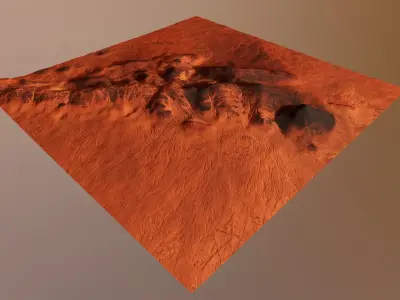 Mars Planet Terrain Mountains Landscape Desert Valley PBR 01 Low-poly 3D model