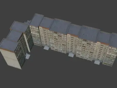 russian soviet panel building Low-poly 3D model