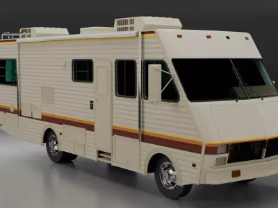 Retro-Style RV Fleetwood Bounder Inspired 3D Model 1986 Style Low-poly 3D model