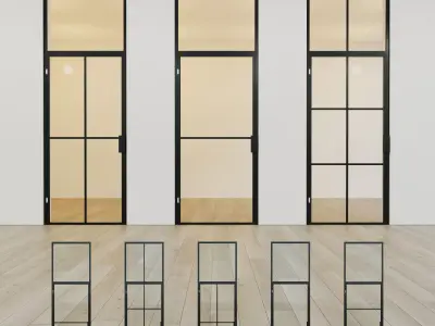 Glass partition door Set 13 Low-poly 3D model