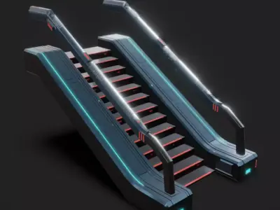 SciFi Stairs Low-poly 3D model