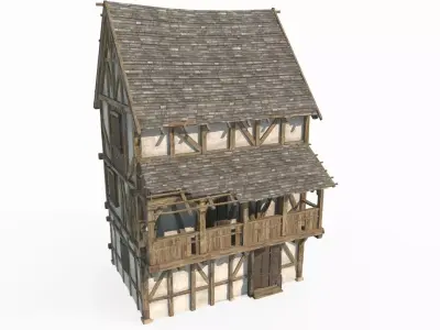 Medieval architectural folk houses 3D model