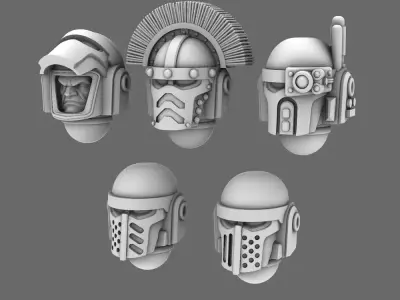 Space Knights V3 Warrior Helmets 3D print model