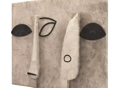 Minimalist Abstract Face Relief Cream Black Low-poly 3D model