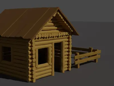 Wooden house Lowpoly Style Low-poly 3D model