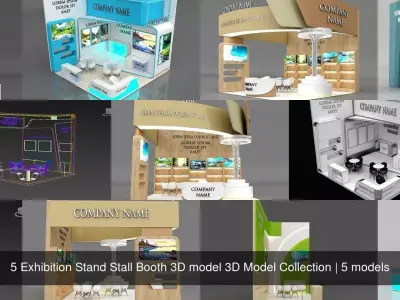 5 Exhibition Stand Stall Booth 3D model 3D Model Collection 3D Model Pack buy