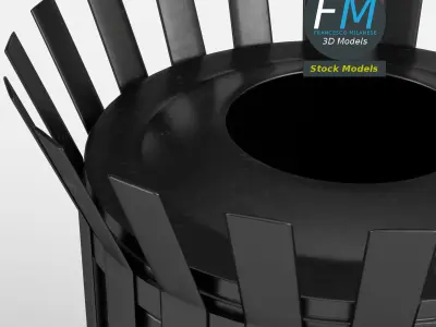 Circular open top litter bin 3D model
