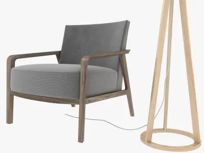 Riva 1920 noble armchair and Jackson Floor Lamp by Crate and Bar 3D model