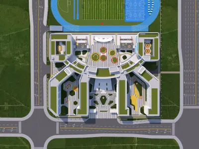 School Building 03 Low-poly 3D model