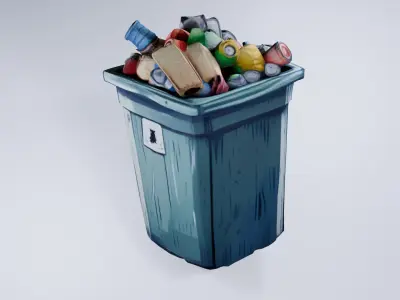 Low Poly Trash Can - Stylized Urban 3D Model 3D model